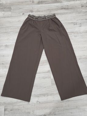 Always Brown Wide-Leg Joggers with Striped Elastic Waistband